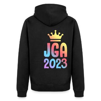 Jga 2023 Junggesellenabschied - Unisex Premium Bio Zip Hoodie - Schwarz - Hinten - Nico (187cm)