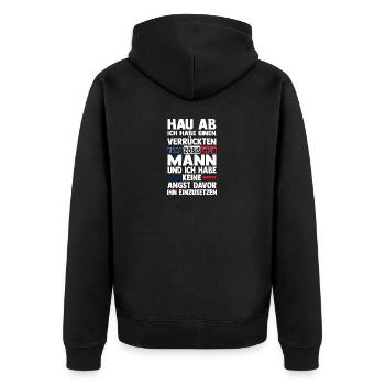 French French France - Unisex Premium Organic Zip Hoodie - black - Back - Nico (187cm)