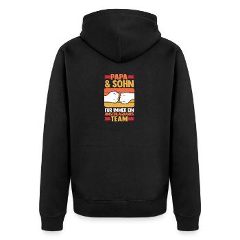 Papa Und Sohn - Unisex Premium Bio Zip Hoodie - Schwarz - Hinten - Nico (187cm)