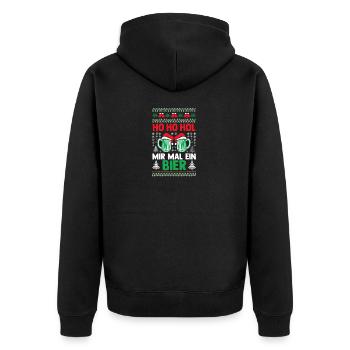 Ho Ho Hol Mir Mal Ein Bier - Unisex Premium Bio Zip Hoodie - Schwarz - Hinten - Nico (187cm)