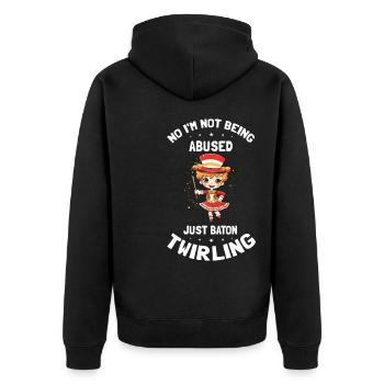 Stocktanz Design für Stabtänzerin - Unisex Premium Bio Zip Hoodie - Schwarz - Hinten - Nico (187cm)
