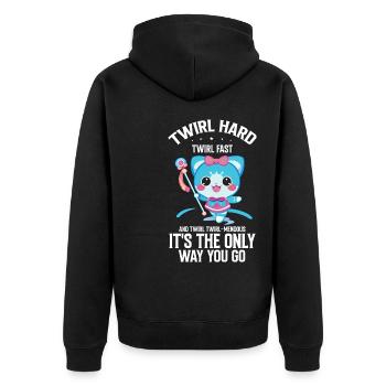 Stocktanz Design für Stabtänzerin - Unisex Premium Bio Zip Hoodie - Schwarz - Hinten - Nico (187cm)