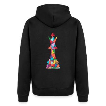 Chess Player Chess Figure Boys Girls Chess - Unisex Premium Organic Zip Hoodie - black - Back - Nico (187cm)