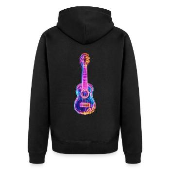 Ukulele - Unisex Premium Bio Zip Hoodie - Schwarz - Hinten - Nico (187cm)