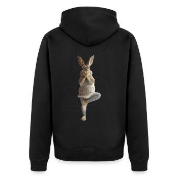 Kaninchen - Unisex Premium Bio Zip Hoodie - Schwarz - Hinten - Nico (187cm)