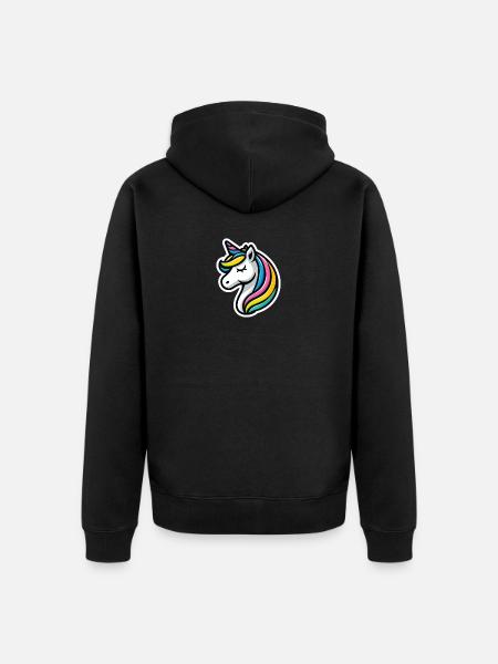 Einhorn Comic schlafend - Unisex Premium Bio Zip Hoodie - Schwarz