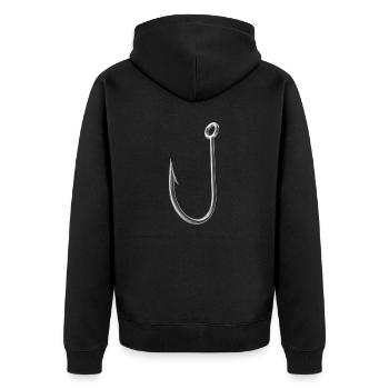 Angelhaken 3D - Fishing Hook - Unisex Premium Bio Zip Hoodie - Schwarz - Hinten - Nico (187cm)