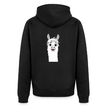 Lama Alpaka, Alpaca Geschenke, lustige Sprüche - Unisex Premium Bio Zip Hoodie - Schwarz - Hinten - Nico (187cm)