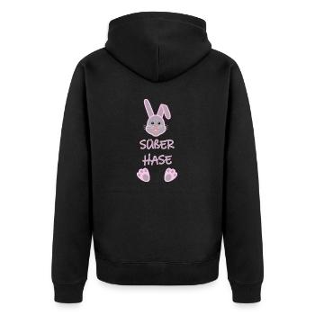 Süßer Hase - Unisex Premium Bio Zip Hoodie - Schwarz - Hinten - Nico (187cm)