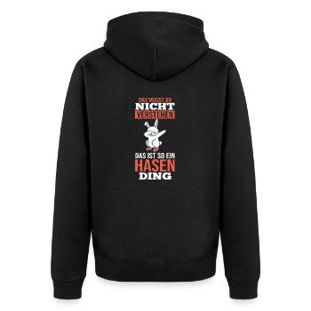 Nagetier Kaninchen Hase - Unisex Premium Bio Zip Hoodie - Schwarz - Hinten - Nico (187cm)