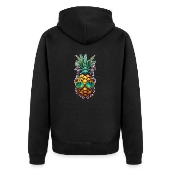 Frucht / Ananas / exotisch / tropisch / Vitamine - Unisex Premium Bio Zip Hoodie - Schwarz - Hinten - Nico (187cm)