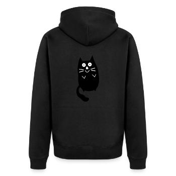Chubby cute black cat - Unisex Premium Organic Zip Hoodie - black - Back - Nico (187cm)