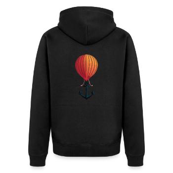 anker ballon - Unisex Premium Bio Zip Hoodie - Schwarz - Hinten - Nico (187cm)