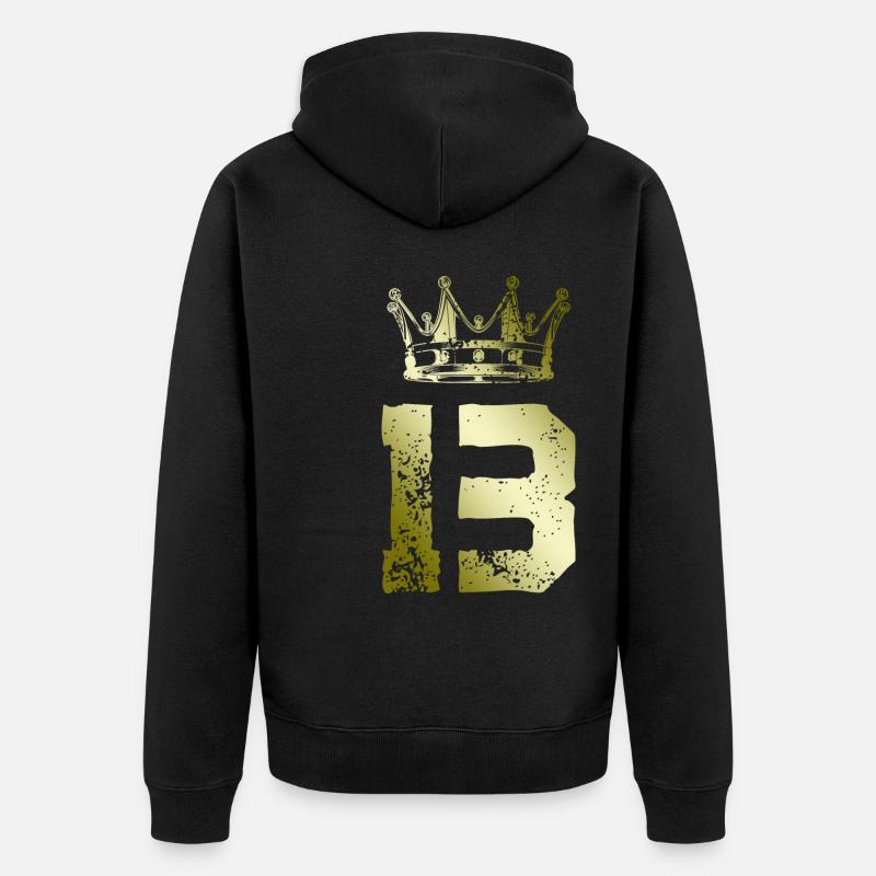 13 Couronne numérique - Veste à capuche bio Premium Unisexe - noir