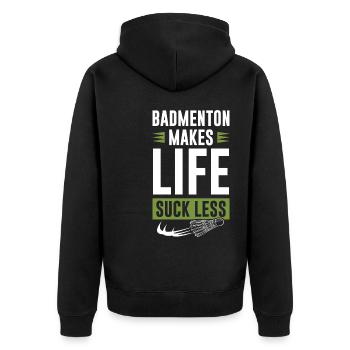 Sport de badminton - Veste à capuche bio Premium Unisexe - noir - Dos - Nico (187cm)
