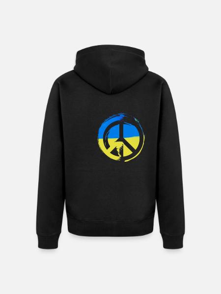 ukraine ,peace,flag,peace,sign - Unisex Premium Organic Zip Hoodie - black