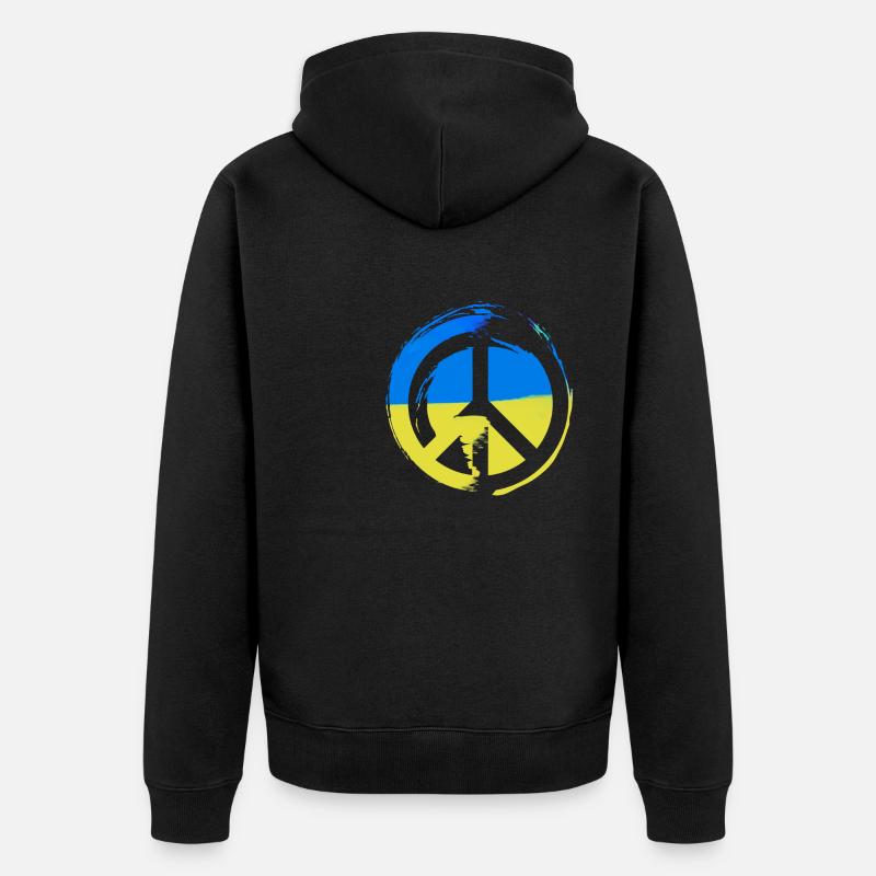 ukraine,paix,drapeau,paix,signe - Veste à capuche bio Premium Unisexe - noir