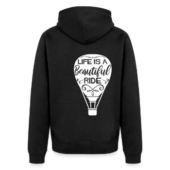 Heißluftballon Sprüche | Luftfahrt Hobby Geschenk - Unisex Premium Bio Zip Hoodie - Schwarz - Hinten - Nico (187cm)