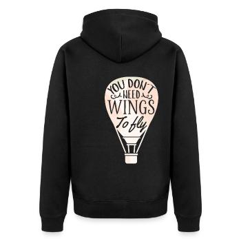Heißluftballon fahren | Ballonfahrt Geschenkideen - Unisex Premium Bio Zip Hoodie - Schwarz - Hinten - Nico (187cm)