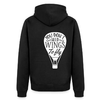 Heißluftballon Sprüche | Luftfahrt Hobby Geschenk - Unisex Premium Bio Zip Hoodie - Schwarz - Hinten - Nico (187cm)