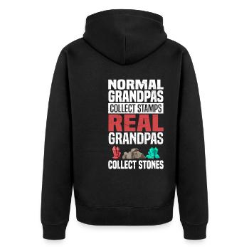Steine Sammeln | Steinsammler Geologe Geschenkidee - Unisex Premium Bio Zip Hoodie - Schwarz - Hinten - Nico (187cm)