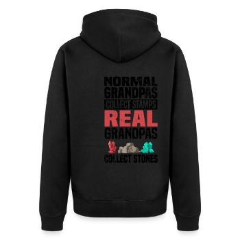 Steine Sammeln | Steinsammler Geologe Geschenkidee - Unisex Premium Bio Zip Hoodie - Schwarz - Hinten - Nico (187cm)
