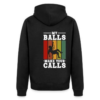 Industriekletterer Beruf | Turmbesteiger Geschenke - Unisex Premium Bio Zip Hoodie - Schwarz - Hinten - Nico (187cm)