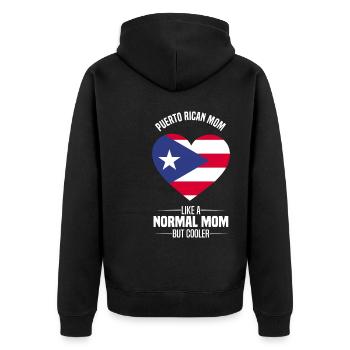 Puerto Rico Flagge | Puerto Ricaner Geschenkideen - Unisex Premium Bio Zip Hoodie - Schwarz - Hinten - Nico (187cm)
