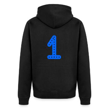 1. 1 AN. 1er ANNIVERSAIRE. ANNIVERSAIRE 1 AN - Veste à capuche bio Premium Unisexe - noir - Dos - Nico (187cm)