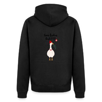 Gans frohes Fest - Unisex Premium Bio Zip Hoodie - Schwarz - Hinten - Nico (187cm)