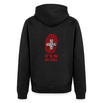 Switzerland it's in my DNA - Unisex Premium Organic Zip Hoodie - black - Back - Nico (187cm)