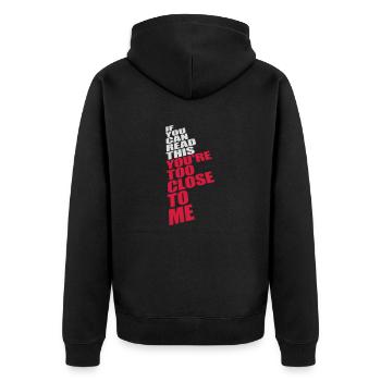 trop près de moi - Veste à capuche bio Premium Unisexe - noir - Dos - Nico (187cm)