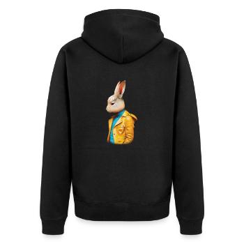 Mr Rabbit - Unisex Premium Organic Zip Hoodie - black - Back - Nico (187cm)