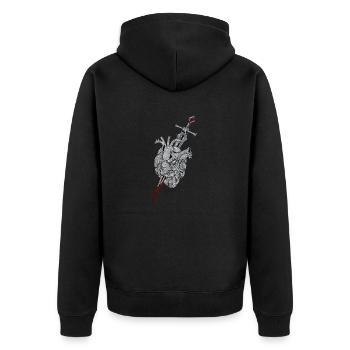 Cœur brisé - L’épée transperce le cœur - Veste à capuche bio Premium Unisexe - noir - Dos - Nico (187cm)