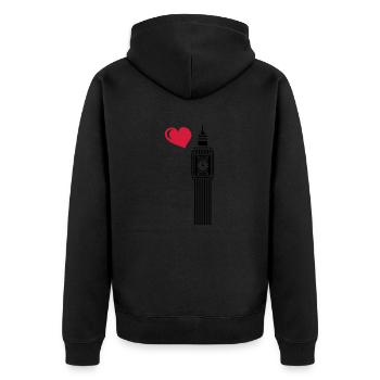 big ben love - Unisex Premium Bio Zip Hoodie - Schwarz - Hinten - Nico (187cm)