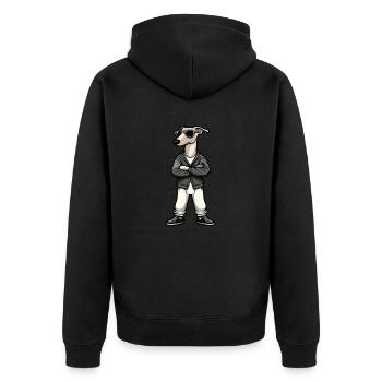 Greyhound Dog Comic - Unisex Premium Organic Zip Hoodie - black - Back - Nico (187cm)