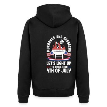 Mukbang et barbecue le 4 juillet - Veste à capuche bio Premium Unisexe - noir - Dos - Nico (187cm)