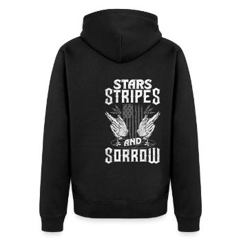 Emoticon Stars Stripes and Sorrow Emocore - Unisex Premium Organic Zip Hoodie - black - Back - Nico (187cm)