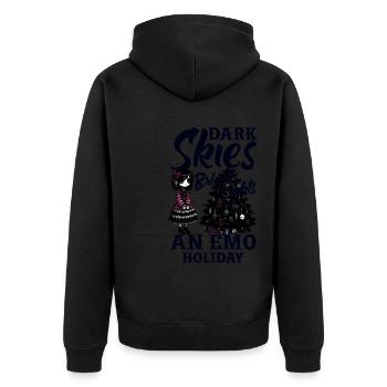 Dark Skies Bright Lights An Emo Holiday Emocore - Unisex Premium Bio Zip Hoodie - Schwarz - Hinten - Nico (187cm)
