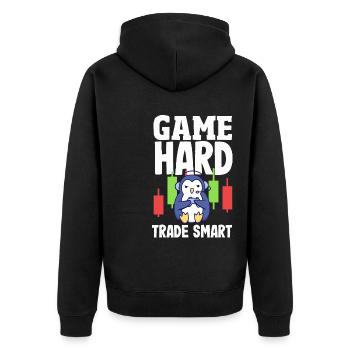 Cryptocurrency Rewards Gaming Blockchain Gamer - Unisex Premium Bio Zip Hoodie - Schwarz - Hinten - Nico (187cm)