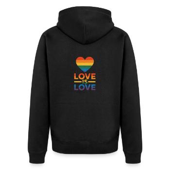 Love is Love - Unisex Premium Bio Zip Hoodie - Schwarz - Hinten - Nico (187cm)