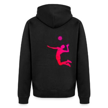 Volleyballspieler Volleyballspielen Volley - Unisex Premium Bio Zip Hoodie - Schwarz - Hinten - Nico (187cm)