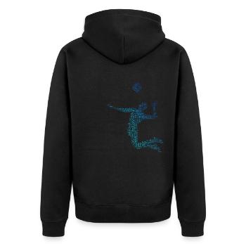 Damen Volleyball Herren Volleyballer Volleyballspi - Unisex Premium Bio Zip Hoodie - Schwarz - Hinten - Nico (187cm)