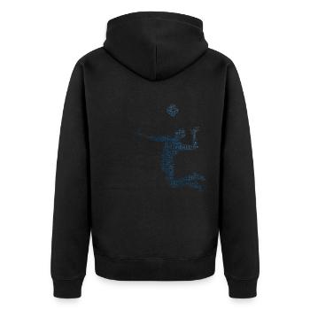 Volleyball Herren Damen Volleyballer Volleyballspi - Unisex Premium Bio Zip Hoodie - Schwarz - Hinten - Nico (187cm)
