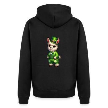 Sweet Llama St. Patrick's Day Cartoon - Unisex Premium Organic Zip Hoodie - black - Back - Nico (187cm)