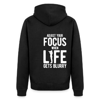 Fotografie Fotograf - Unisex Premium Bio Zip Hoodie - Schwarz - Hinten - Nico (187cm)