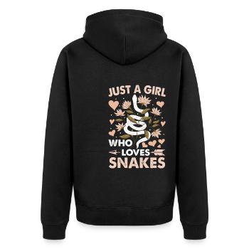 Just A Girl Who Loves Snakes - Unisex Premium Bio Zip Hoodie - Schwarz - Hinten - Nico (187cm)