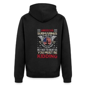American Submarines Funny Patriotic Navy US - Unisex Premium Bio Zip Hoodie - Schwarz - Hinten - Nico (187cm)