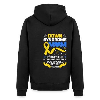 Down Syndrome Mom Down Syndrome Awareness - Unisex Premium Bio Zip Hoodie - Schwarz - Hinten - Nico (187cm)