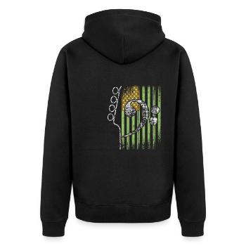 Drapeau américain avec guitare et basse clef - Veste à capuche bio Premium Unisexe - noir - Dos - Nico (187cm)